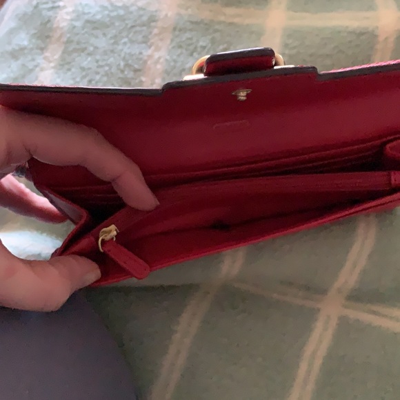 Coach Taylor Coral Colored Leather Flap Wallet - Picture 6 of 10